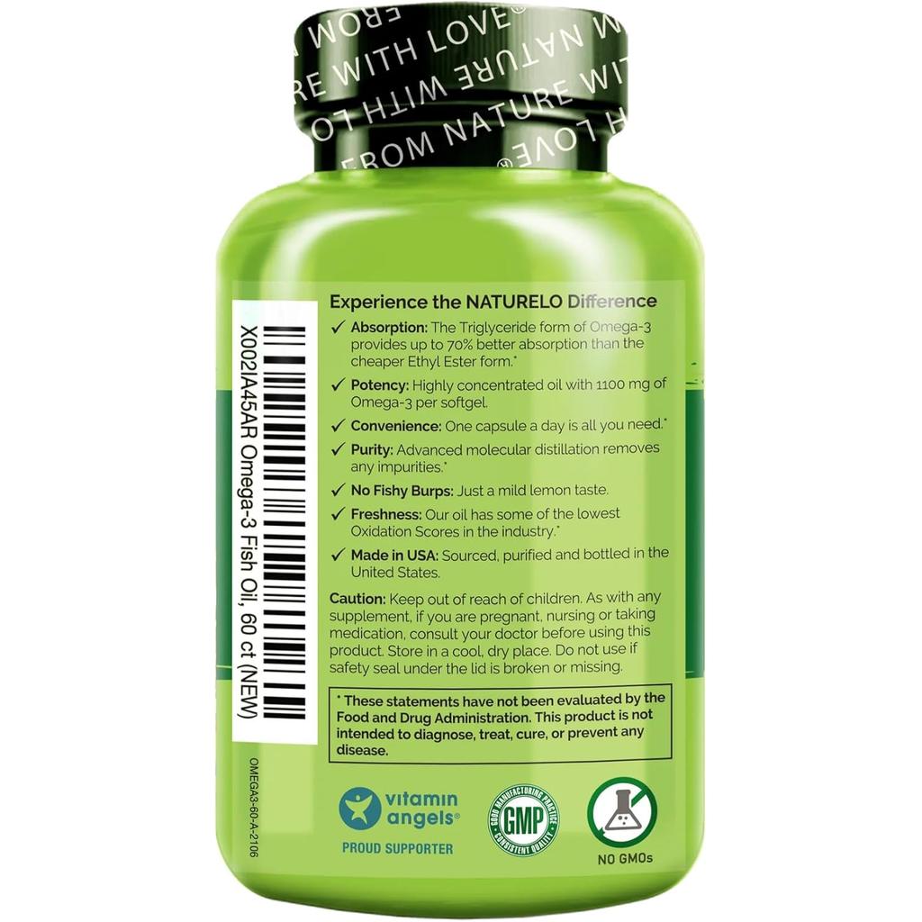Naturelo Triglyceride Omega-3 Soft Gel providing powerful support with exceptional purity from sustainably sourced fish