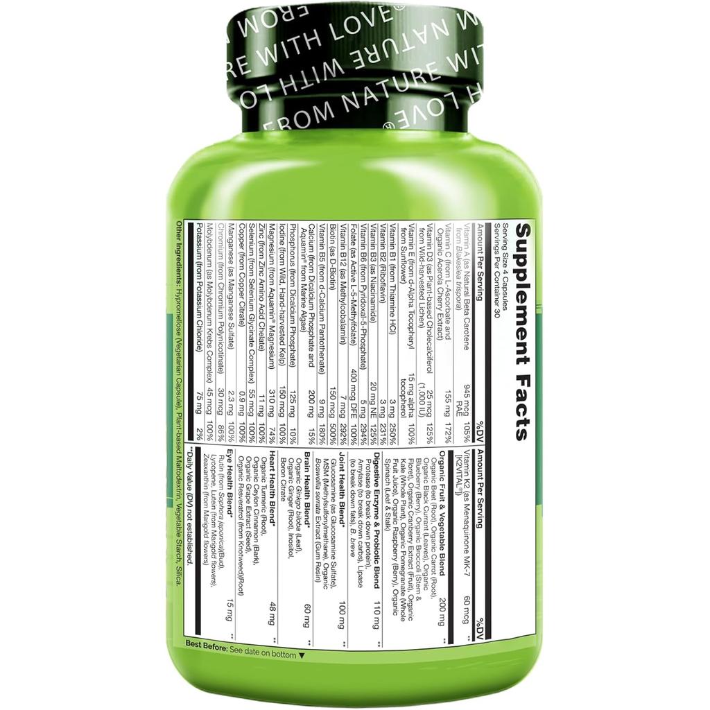 Naturelo Whole Food Multivitamin for Women 50+ - Advanced Nutrition for Mature Women's Health