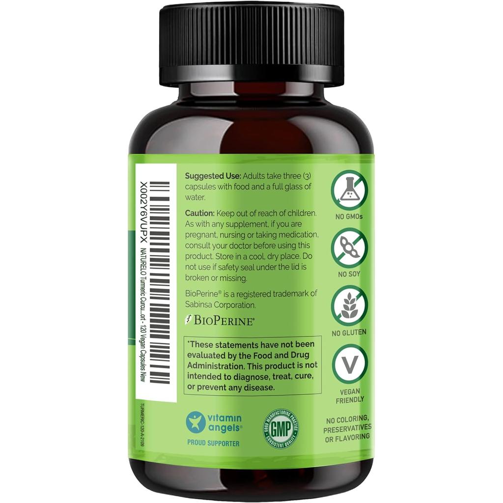 Naturelo plant-based turmeric supplements for joint mobility and natural inflammation response