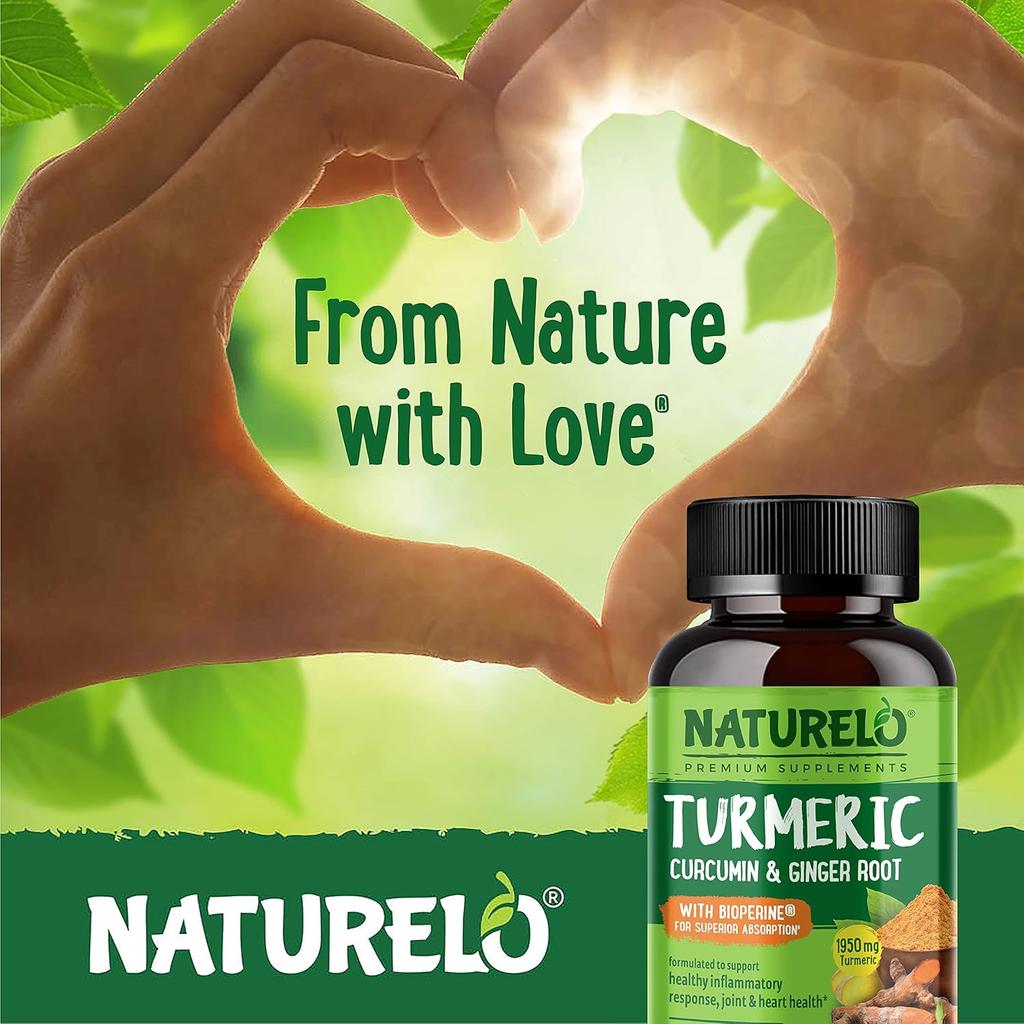 Naturelo Plant-Based Turmeric Supplements for Joint Mobility and Healthy Inflammation Response
