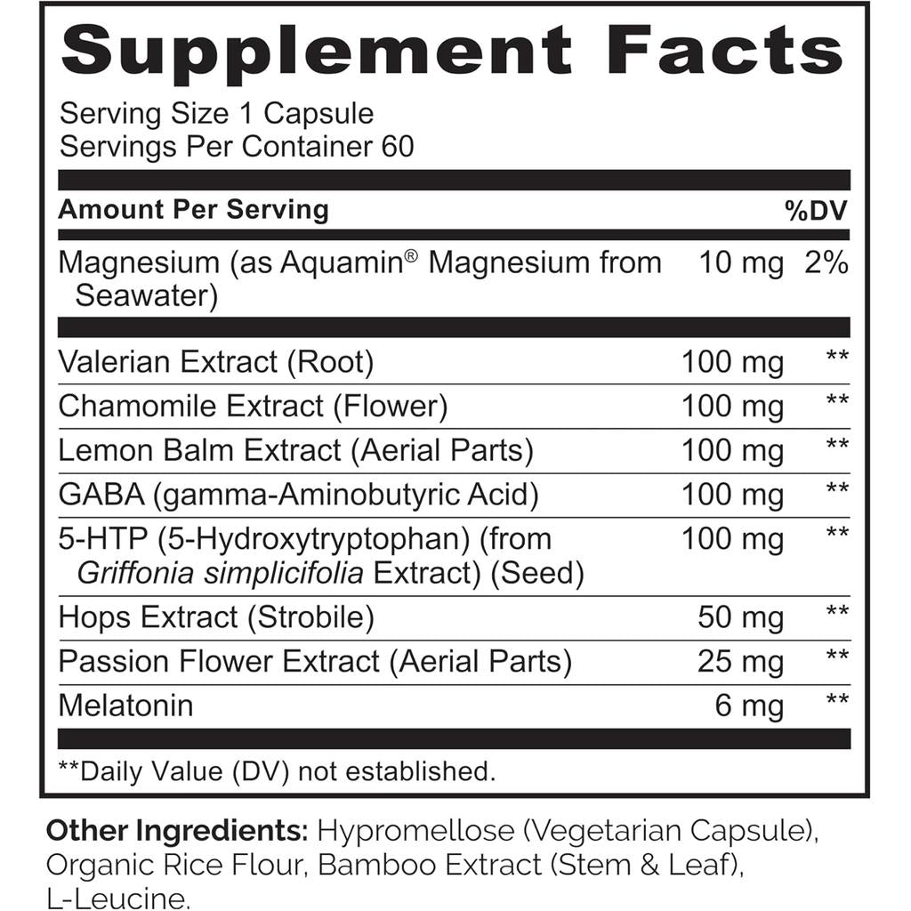 Naturelo Sleep Support Formula with Chamomile, Valerian, and Melatonin, Vegan Capsules for Restful Sleep