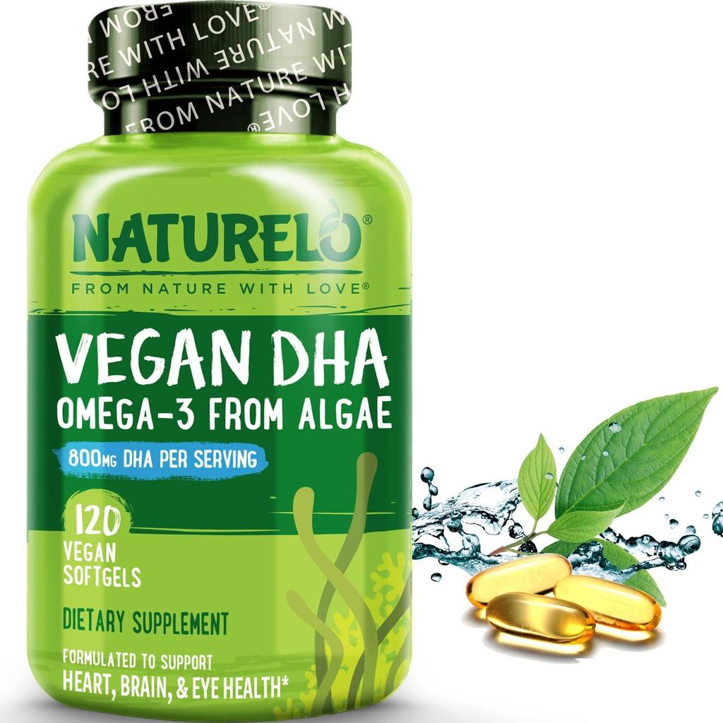 Naturelo Vegan DHA Omega-3 Supplement from Algae, Ideal for Healthy Brain Function