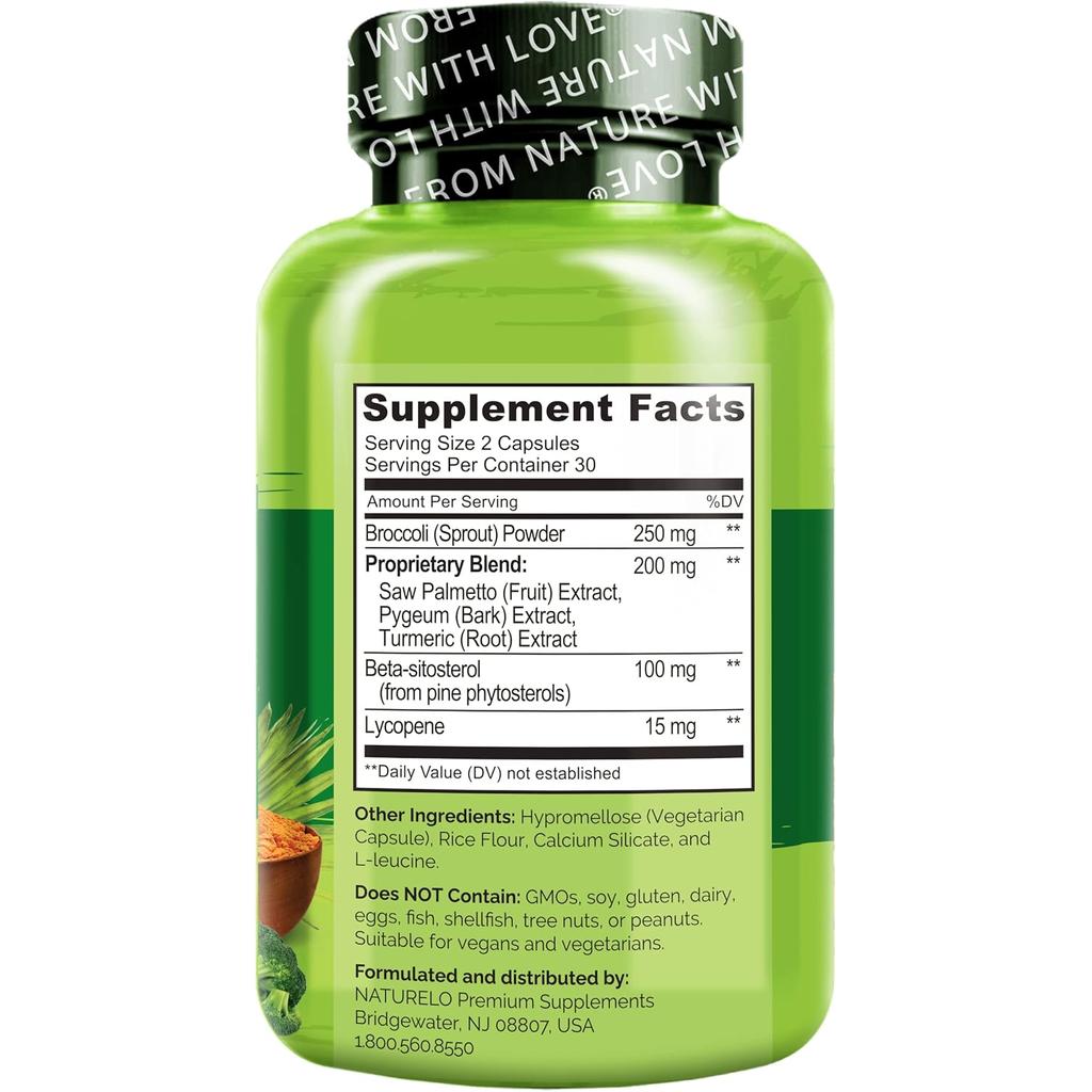 Naturelo Prostate and Urinary Health 60 Capsules, plant-based supplement for healthy aging and urinary function