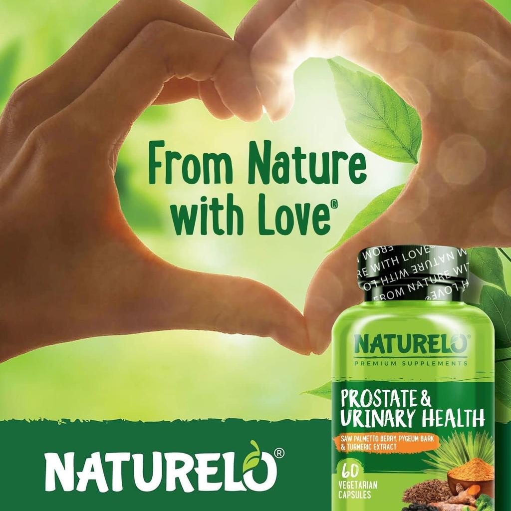 Naturelo Prostate & Urinary Health supplement, plant-based capsules for healthy aging, urinary function support