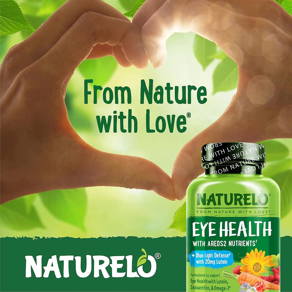 Naturelo Eye Health Vitamins: AREDS 2 Formula with Plant-Based Antioxidants & Omega-3s for Vision Support.
