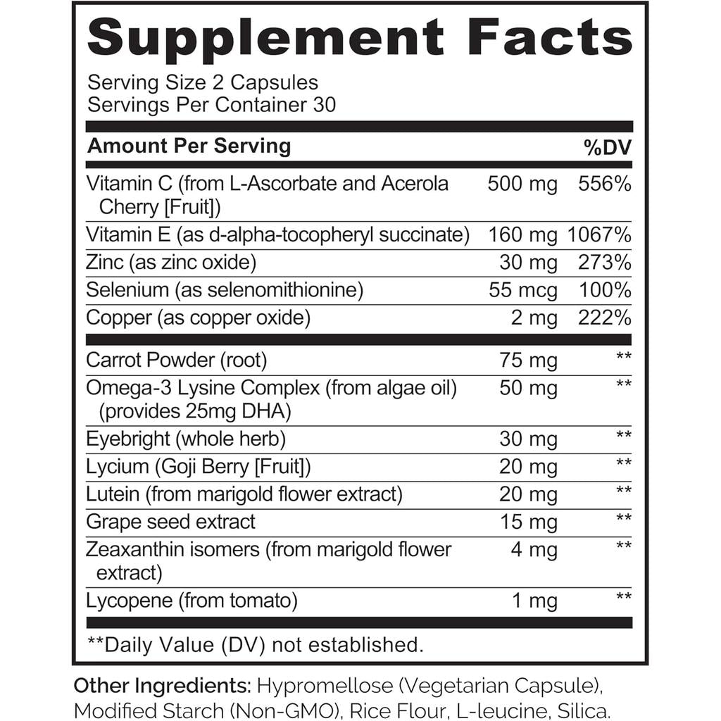 Naturelo Eye Health Vitamins with AREDS 2 Formula for Vision Support & Plant-Based Antioxidants
