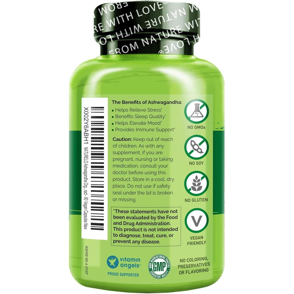 Naturelo Ashwagandha Root Powder Supplement - Stress Support & Energy Boost with Bioperine