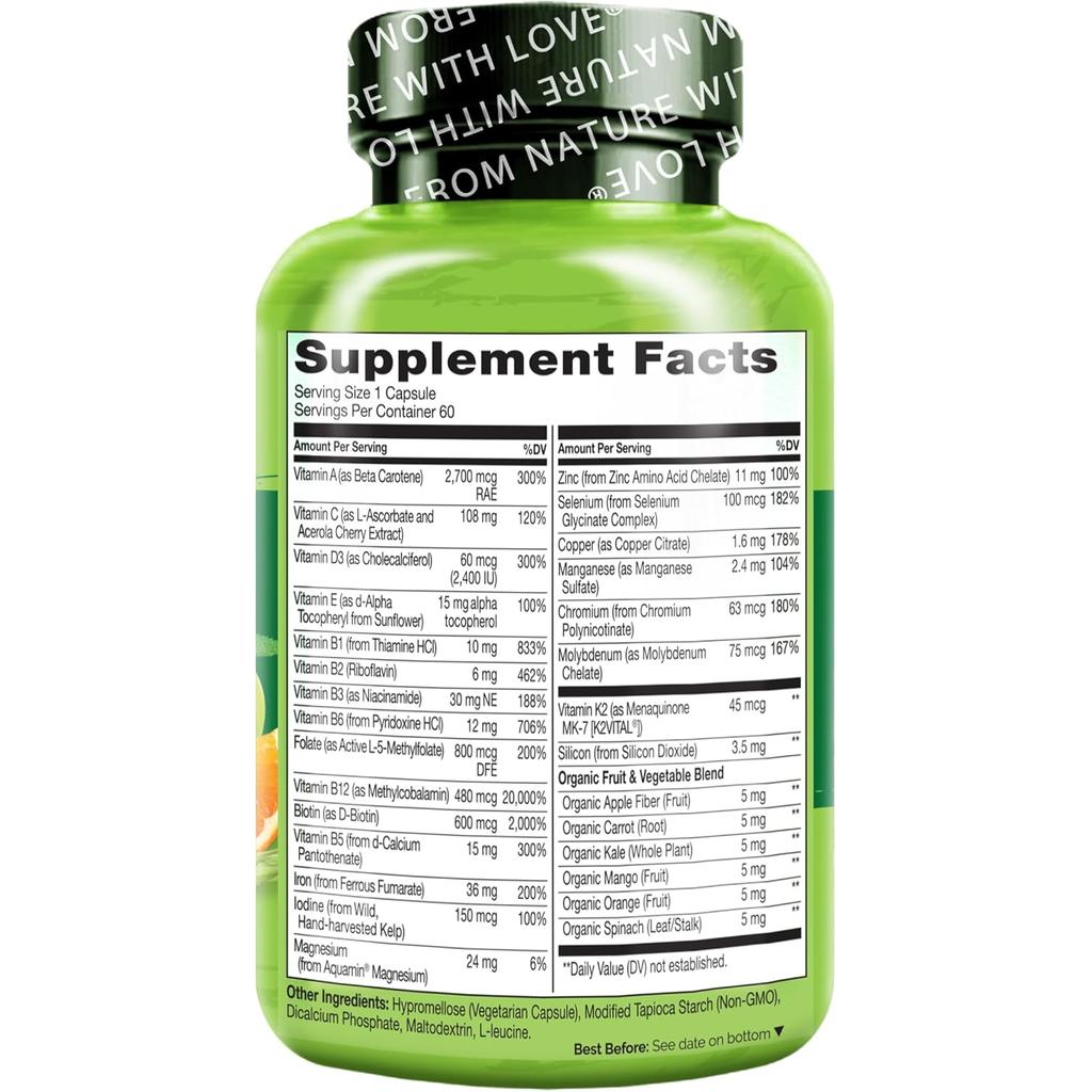 Naturelo Bariatric Multivitamin with Iron for Digestion & Absorption