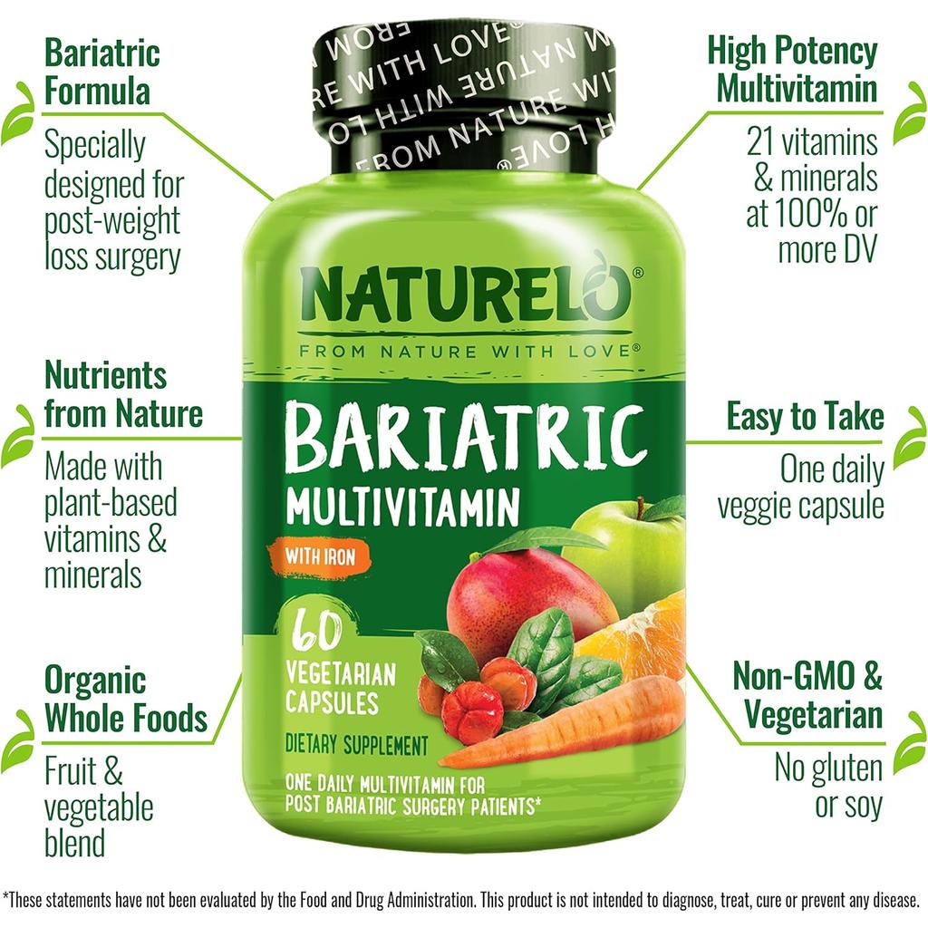 Naturelo Bariatric Multivitamin with Iron for Easy Absorption