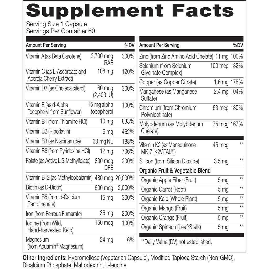 Naturelo Bariatric Multivitamin with 45mg Iron, Real Fruits & Vegetables - Easy Digestion & Long Shelf-Life