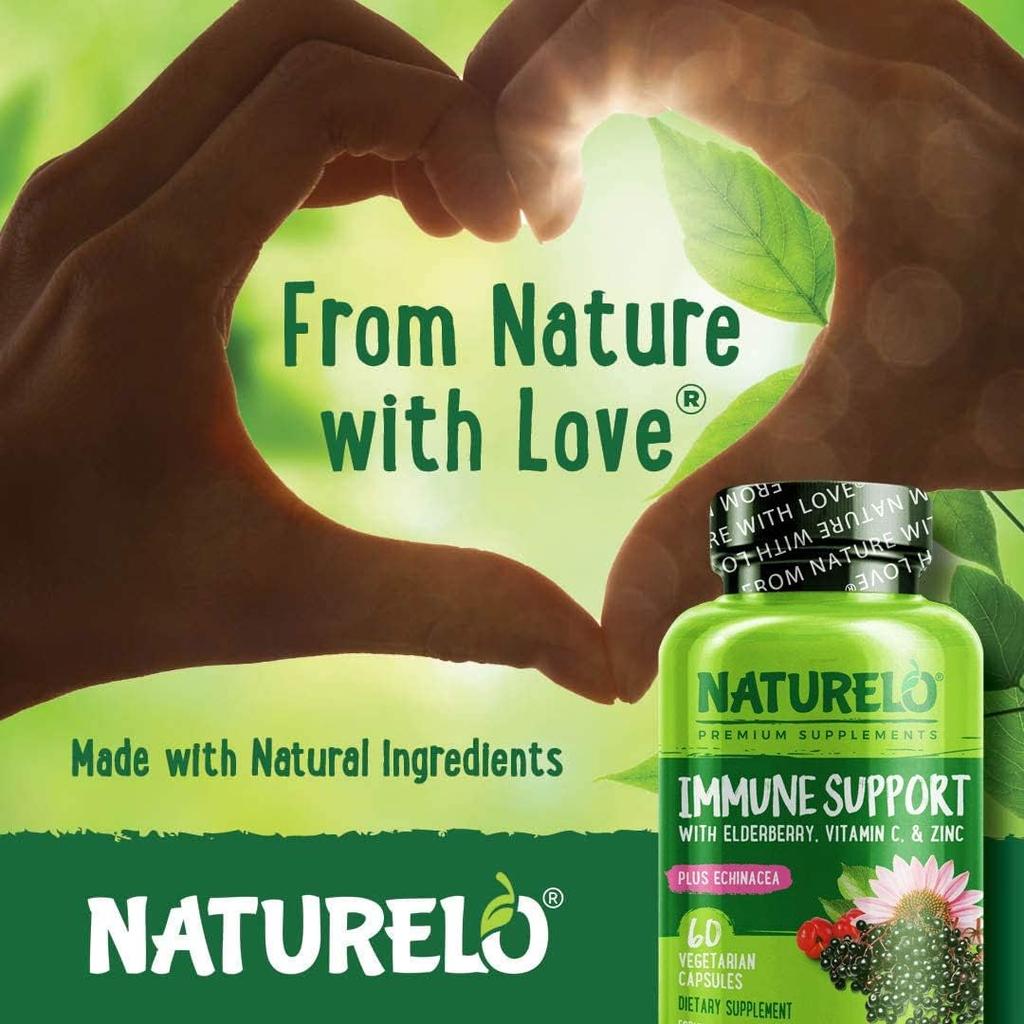 Naturelo Immune Support Vitamin Supplement - Boosts immunity, supports health, natural ingredients, 60 capsules.