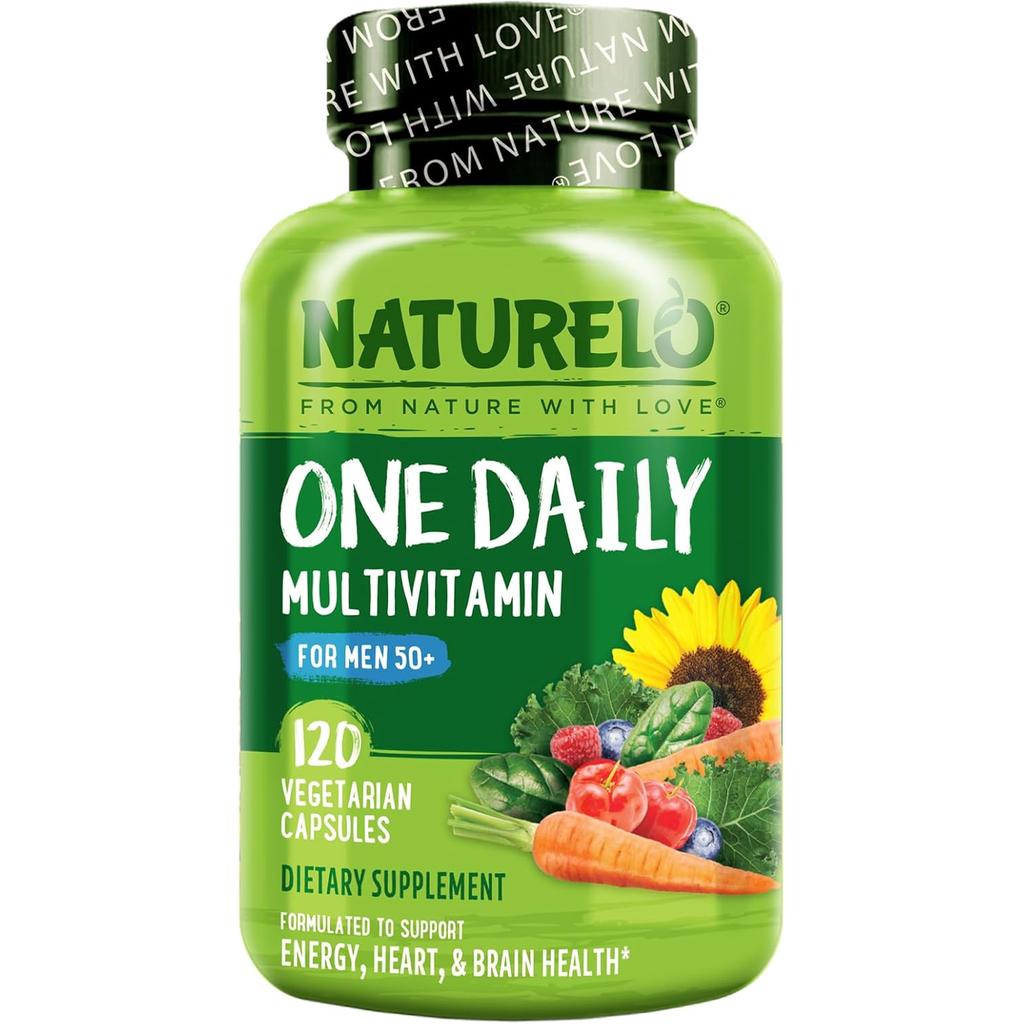 Naturelo One Daily Multivitamin for Men 50+: Plant-Based Bioactive Formula for Healthy Aging & Vitality