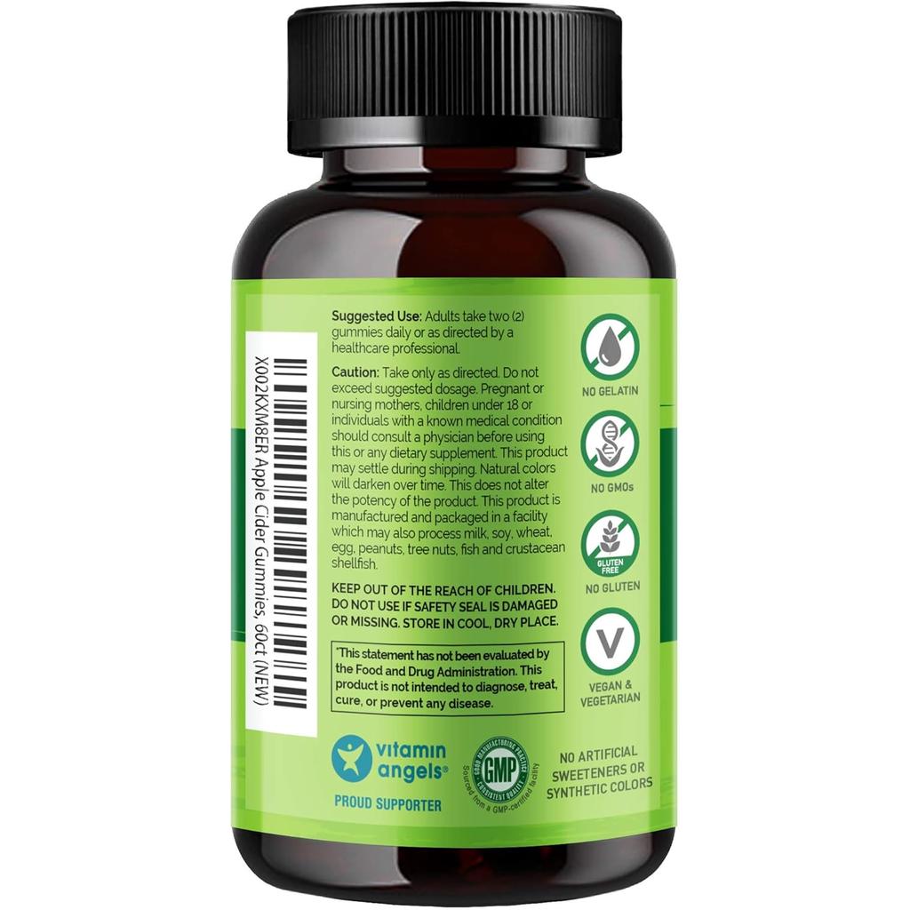 Naturelo Organic Apple Cider Vinegar Gummies - Metabolism Support, Plant-Based, Organic, Vegan, Non-GMO