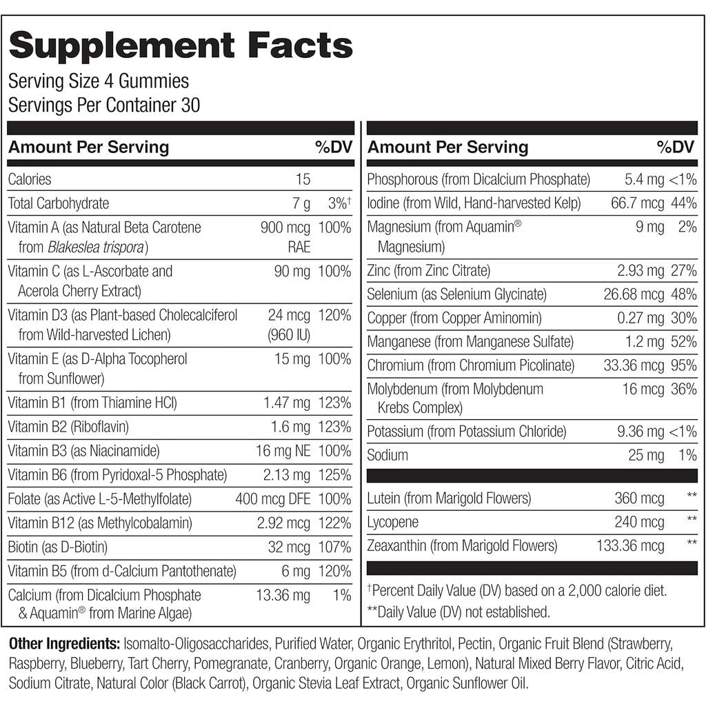Naturelo Whole Food Vitamin Gummies for Adults - Vegan, No Added Sugar, Lab-Tested, Money-Back Guarantee.