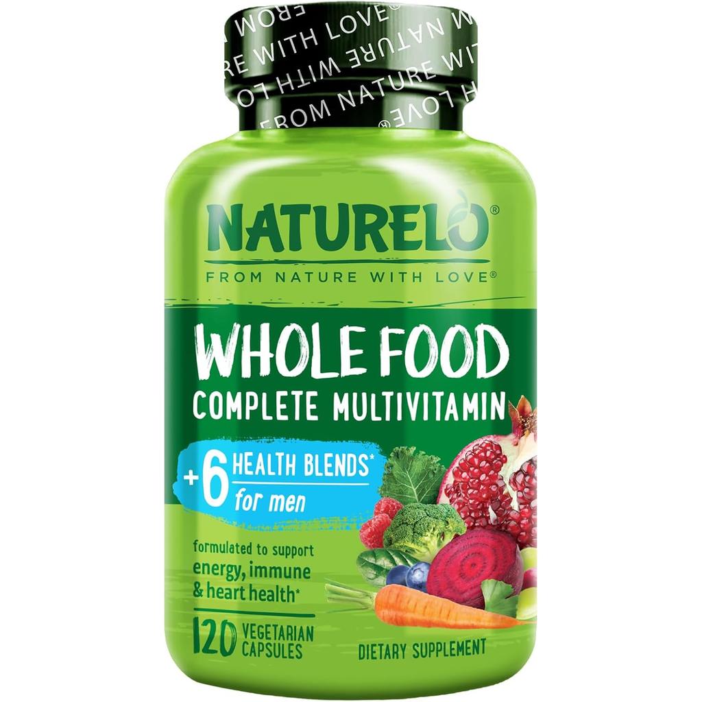 Naturelo Whole Food Multivitamin for Men, essential for energy, brain, heart and eye health