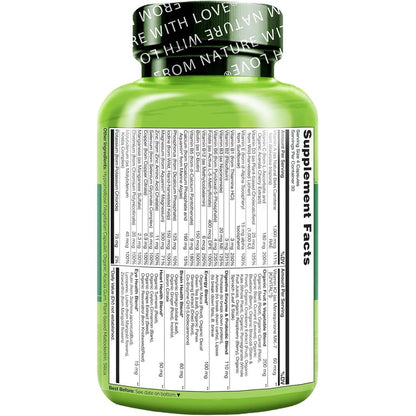 Naturelo Whole Food Multivitamin for Men - Vegan, non-GMO supplement for enhanced energy, brain, heart and gut health