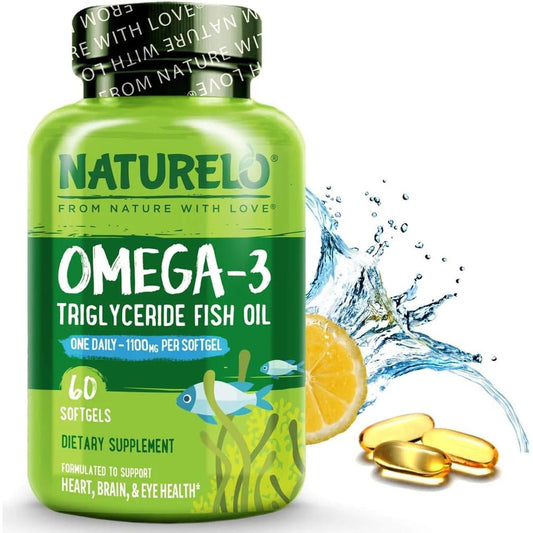 Naturelo Triglyceride Omega-3 soft gel - High-strength, pure and sustainably sourced fish oil supplement for optimal health b