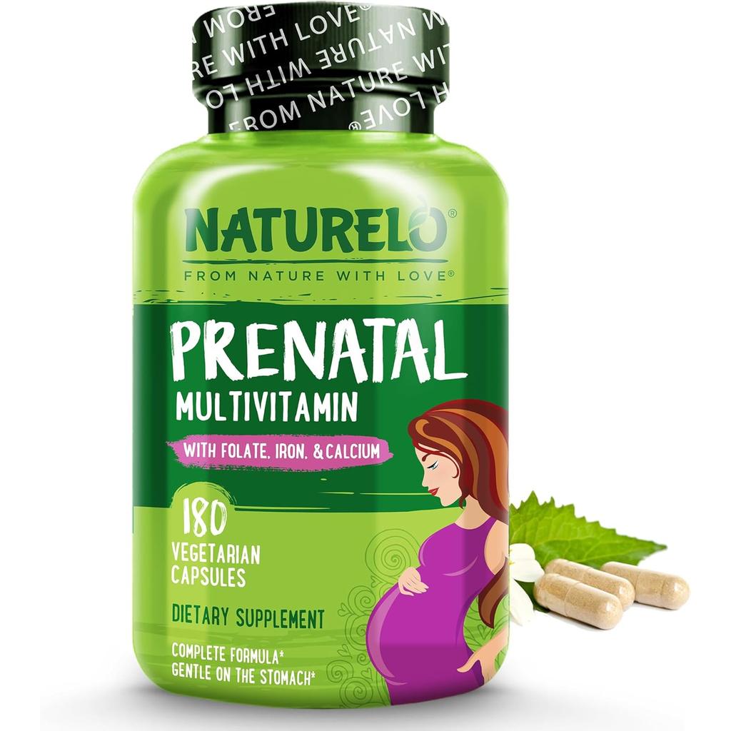 Naturelo Prenatal Multivitamin for healthy pregnancy, fetal brain development, and easy iron absorption