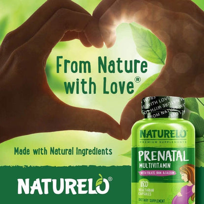 Naturelo Prenatal Multivitamin for healthy pregnancy and fetal brain development, plant-based nutrients, gentle on the stomac