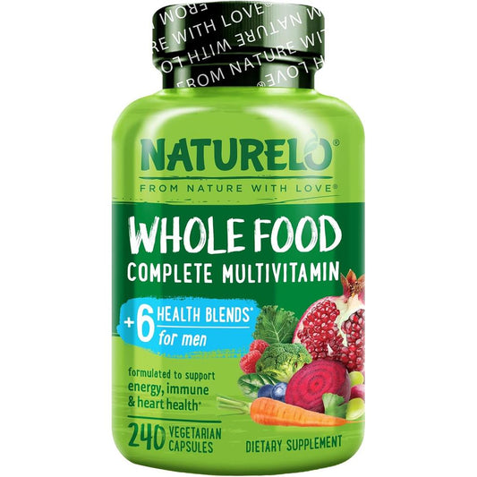 Naturelo Whole Food Multivitamin for Men, ideal for boosting energy, brain, heart, and eye health