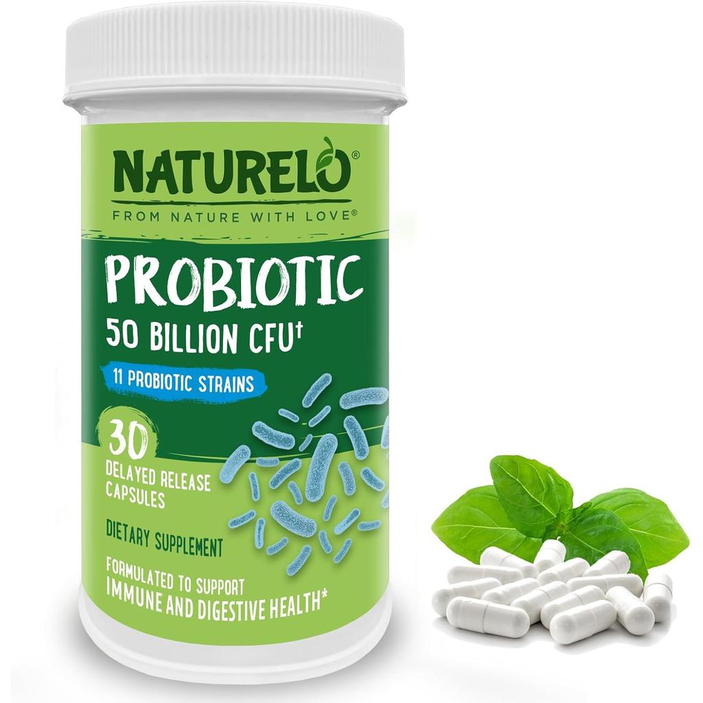 Naturelo Probiotics 50 Billion CFU supplement for digestive health support