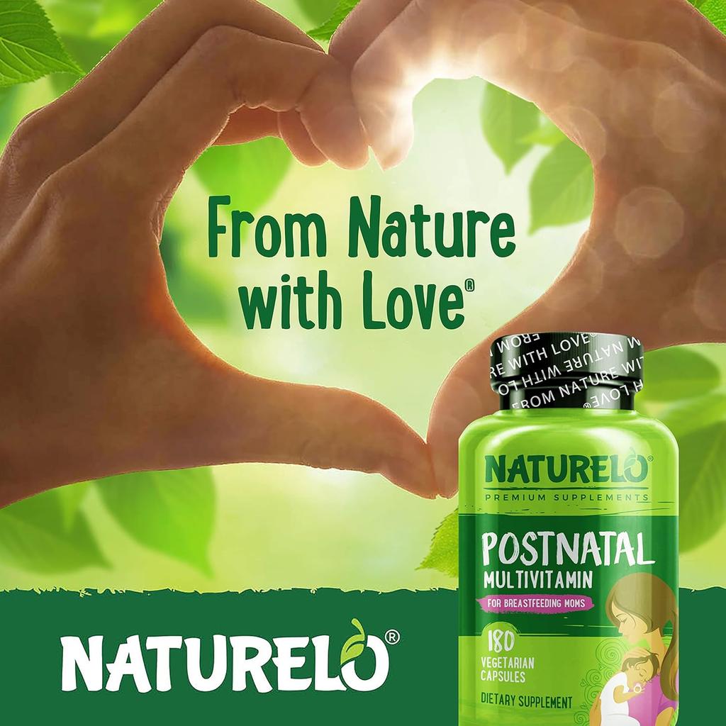 Naturelo vegan-friendly postnatal vitamins for breastfeeding mums, supports infant brain development and postpartum recovery