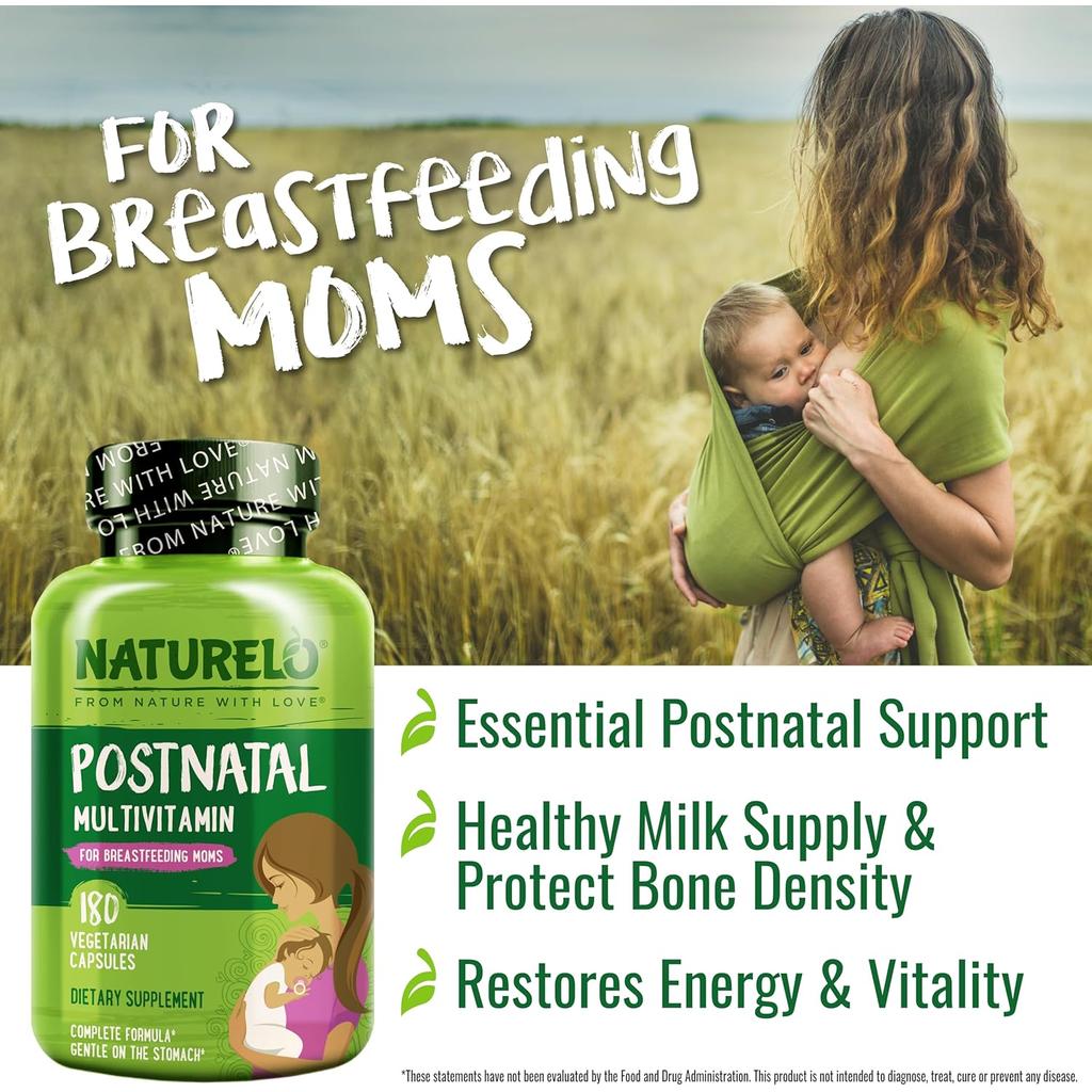 Naturelo Vegan-friendly Postnatal Vitamins supporting breastfeeding mums and infant brain development