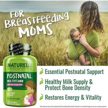 Naturelo Vegan-friendly Postnatal Vitamins supporting breastfeeding mums and infant brain development