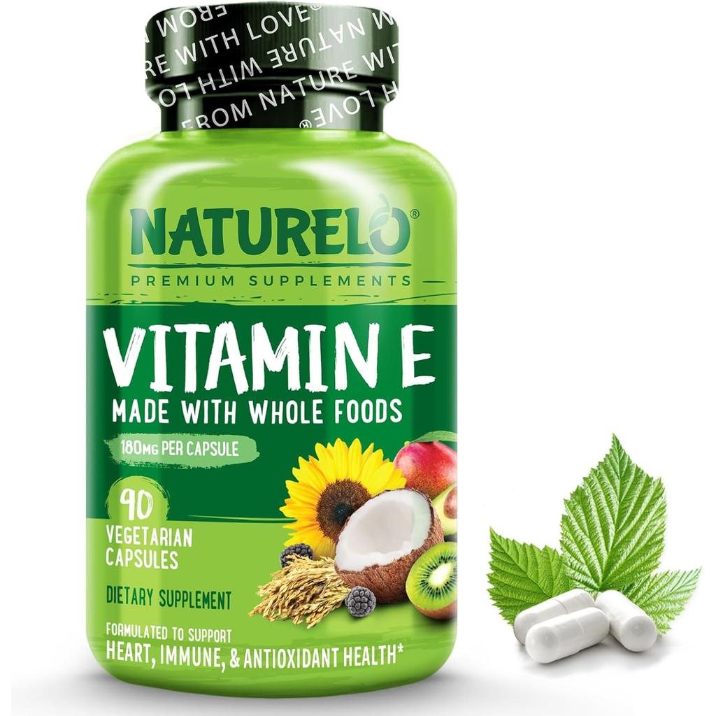 Naturelo plant-based Vitamin E capsules, ideal for boosting immunity and skin health