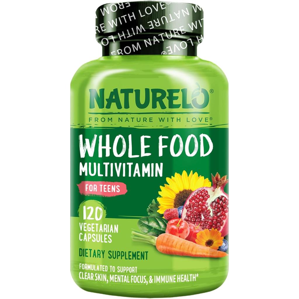 Naturelo Whole Food Multivitamin for Teens, plant-based nutrients for healthy growth, skin, hair and immune support