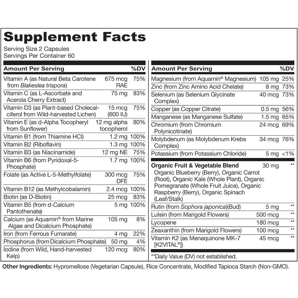 Naturelo Whole Food Multivitamin for Teens - plant-based vitamins supporting teen growth, immune health, and focus