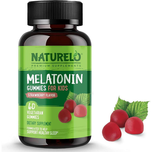 Naturelo Melatonin Sleep Gummies for Kids - Strawberry Flavoured, Non-Habit forming Sleep Aid