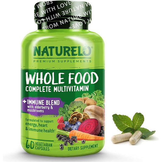 Naturelo Whole Food Multivitamin + Immune Blend with elderberry and functional mushrooms for immune support and overall welln