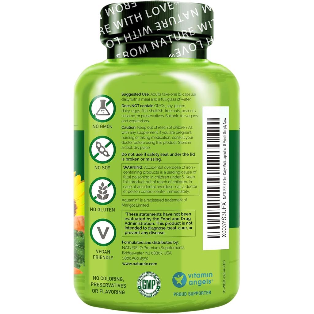 Naturelo One Daily Multivitamin for Women, Essential Vitamins and Minerals for Optimal Health