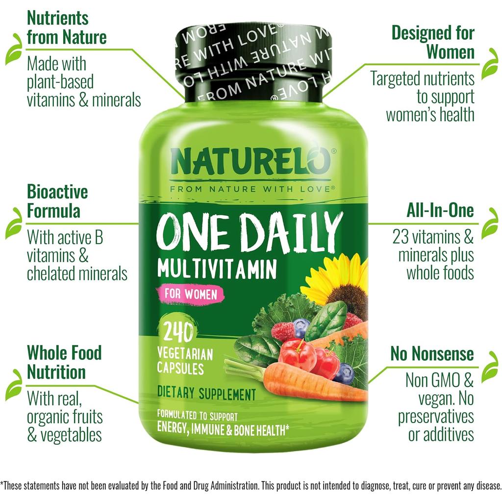 Naturelo one daily multivitamin for women, essential nutrients for health and wellbeing, image 4