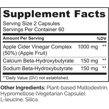 Naturelo Apple Cider Vinegar Supplement - Supports Blood Sugar Balance & Ketosis with BHB Salts