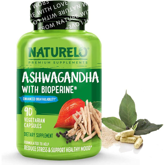 Naturelo Ashwagandha Root Powder Supplement with Bioperine - Natural Stress Support and Energy Booster