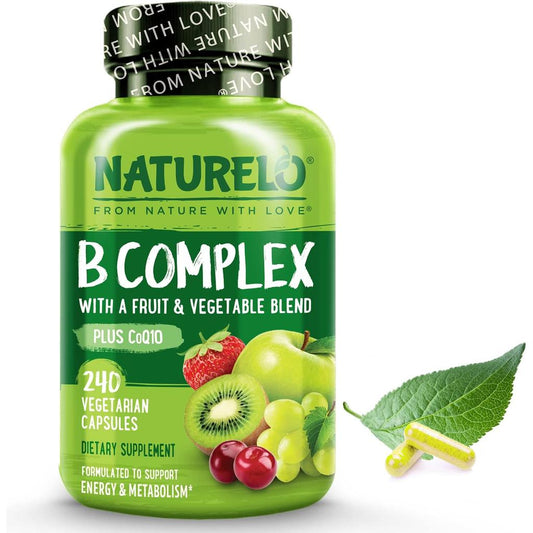 Naturelo B-Complex Plant-Based CoQ10: Energy Boost & Heart Health Support from Methyl Folate & Organic Ingredients