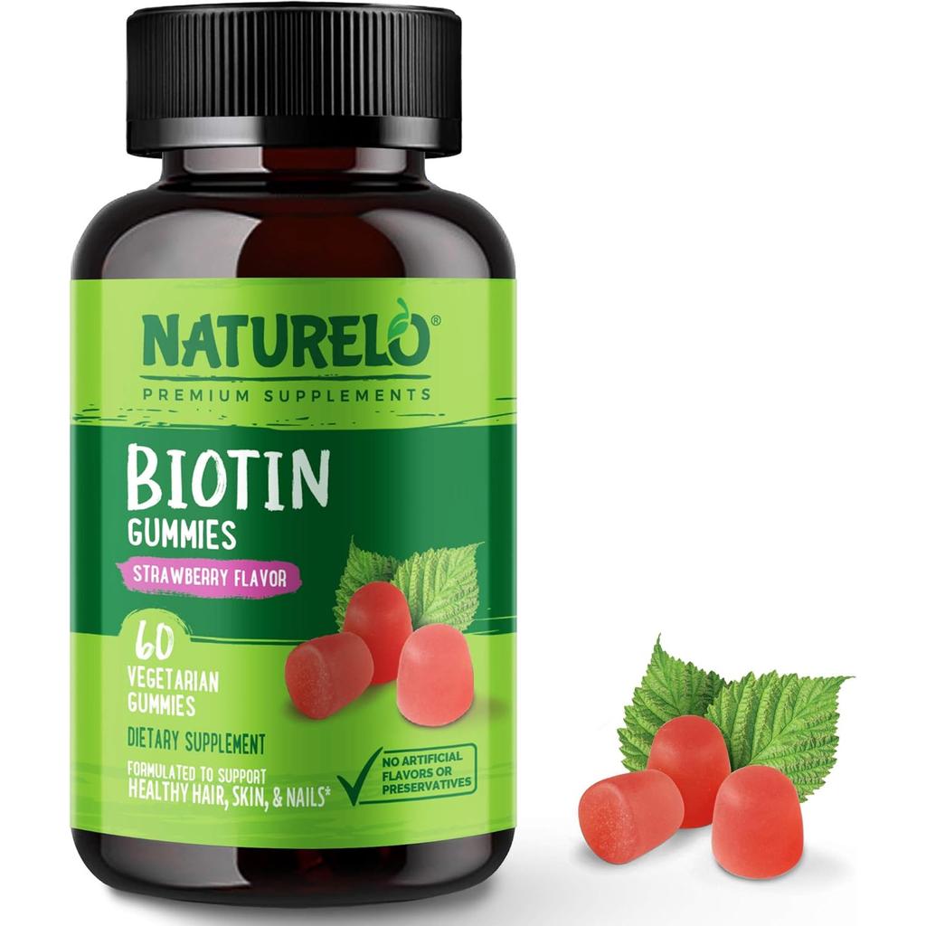 Naturelo Biotin Supplements - Nourish Hair, Skin & Nails with 5000 mcg Biotin Gummies, Vegetarian & Delicious - Image 1.