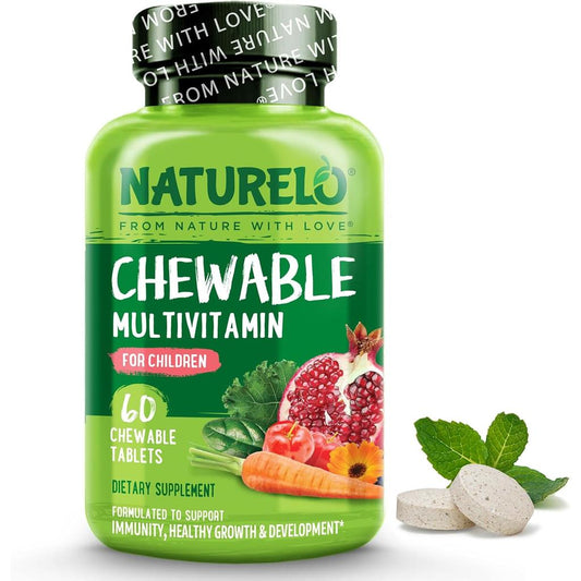 Naturelo Chewable Multivitamin for Kids - Daily Essentials with Organic Fruits & Veggies, Nutrients from Nature, No Nonsense