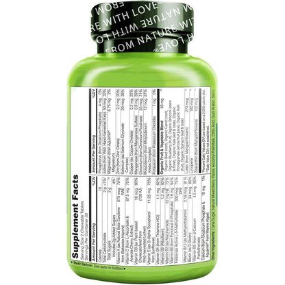 Naturelo Chewable Multivitamin for Children with Organic Fruits & Veggies, Plant-Based Nutrients, No Artificial Ingredients -