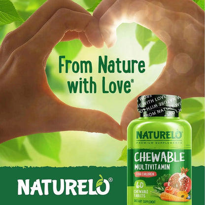 Naturelo Chewable Multivitamin for Children - Natural Mixed Berry Flavor, Essential Nutrients, Plant-Based Ingredients, Organ