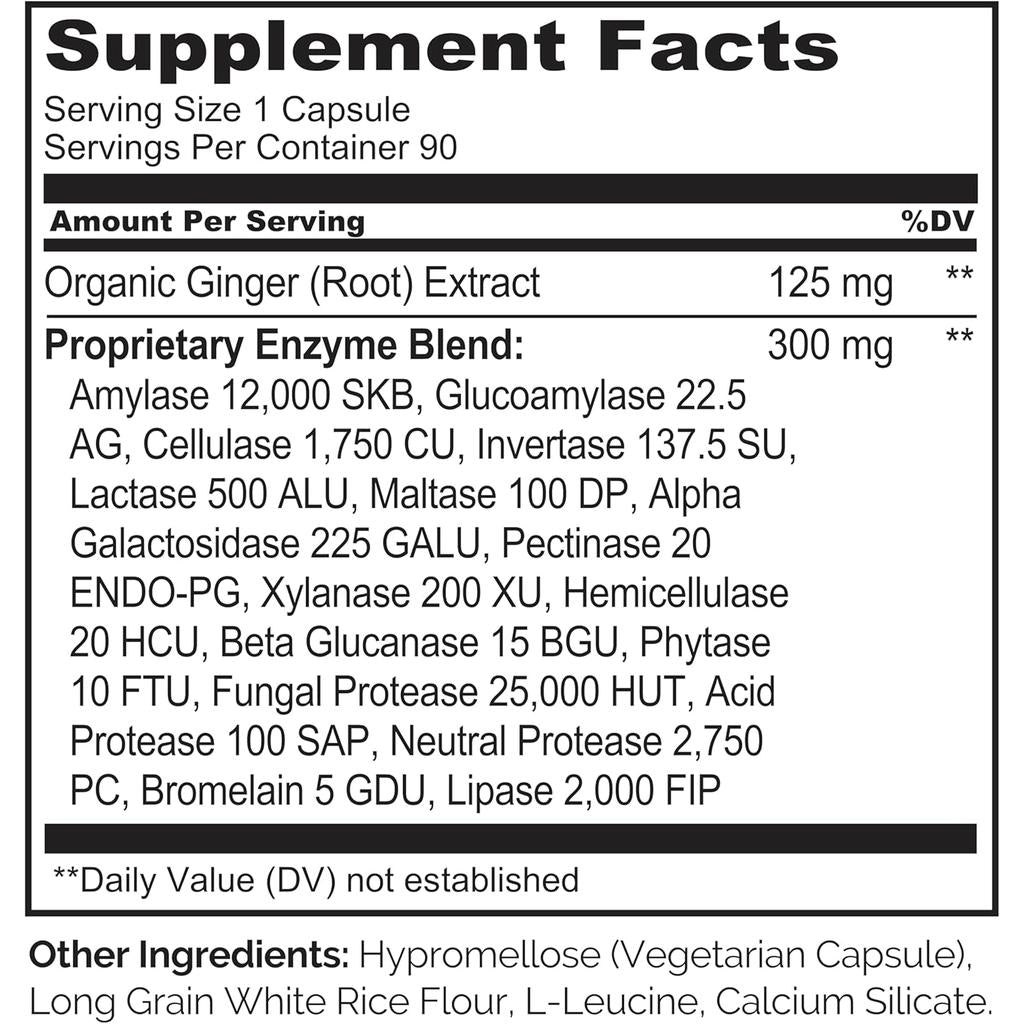 Naturelo Digestive Enzymes Full Spectrum Blend - Support Optimal Digestion with 15 Enzymes and Ginger Extract - Vegan-Friendl