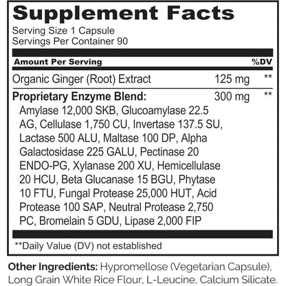 Naturelo Digestive Enzymes Full Spectrum Blend - Support Optimal Digestion with 15 Enzymes and Ginger Extract - Vegan-Friendl