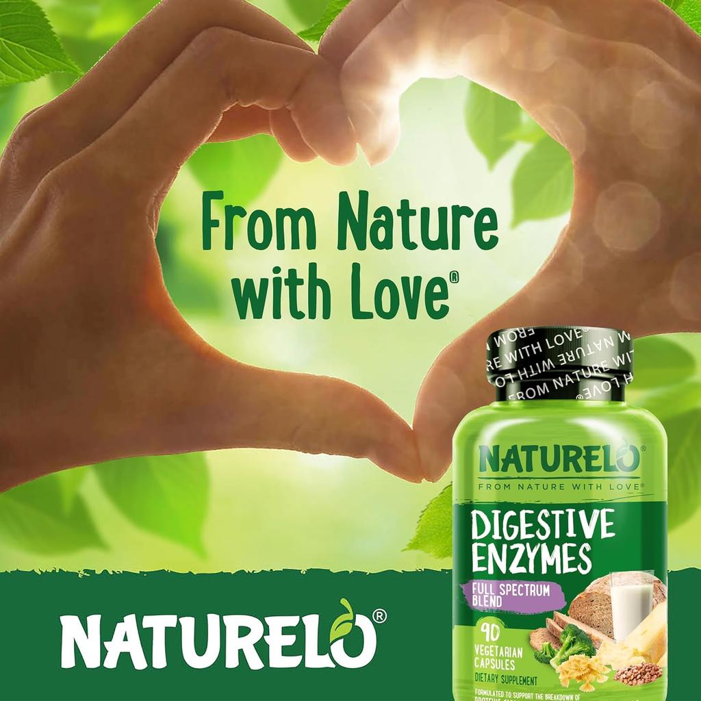 Naturelo Digestive Enzymes Full Spectrum Blend - Optimal Digestion Support for Tummy Troubles