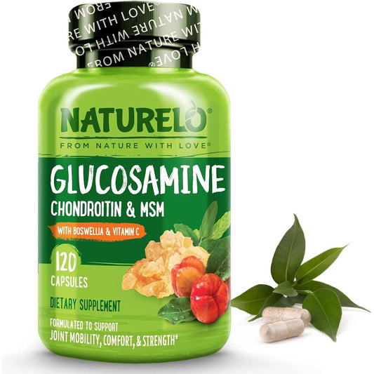 Naturelo Glucosamine Chondroitin MSM Joint Support Supplement Bottle