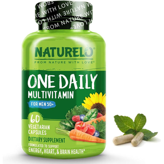 Naturelo One Daily Multivitamin for Men 50+ - All-in-one plant-based bioactive formula for healthy aging and vitality