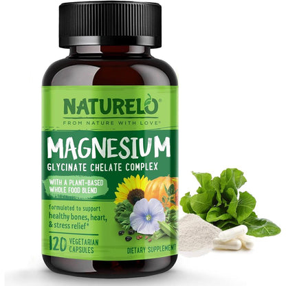 Naturelo Plant-Based Magnesium Glycinate Complex - Relaxation for Body & Mind Supplement