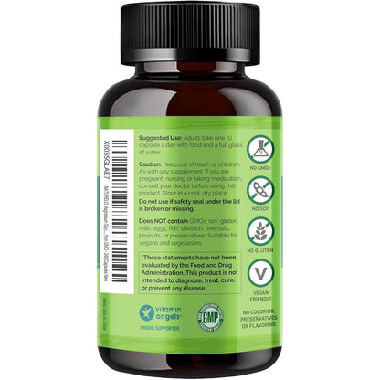 Naturelo Plant-Based Magnesium Glycinate Complex: Relax Body & Mind, Support Muscle Relaxation, Calm Nervous System.