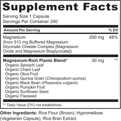 Naturelo Plant-Based Magnesium Glycinate Complex - Relaxation Support Supplement